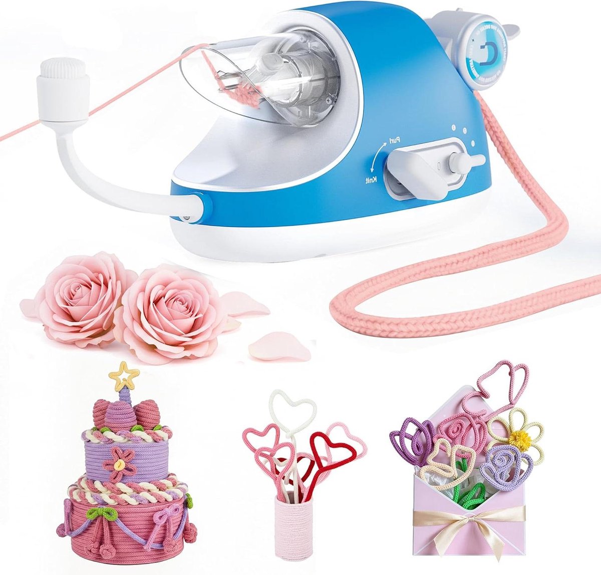 Automatische Breimachine - I-Cord Maker - Decoratieve Koorden Maken - Instelbare Snelheid - 34 cm Lengte - Blauw