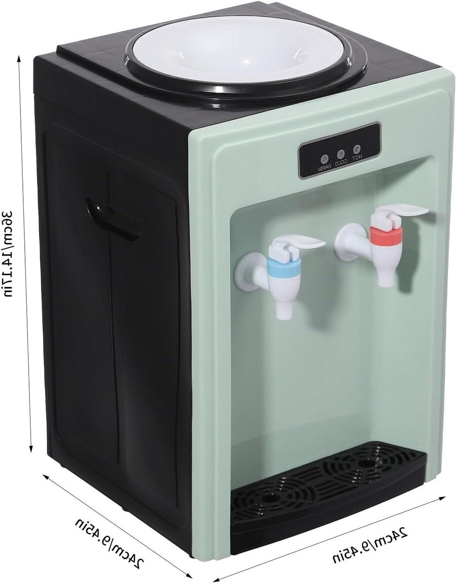 Elektrische Waterdispenser - Waterkoeler Warmer - Direct Drinkwater - Dubbele Kraan - 18.9 Liter Capaciteit - Zwart Groen
