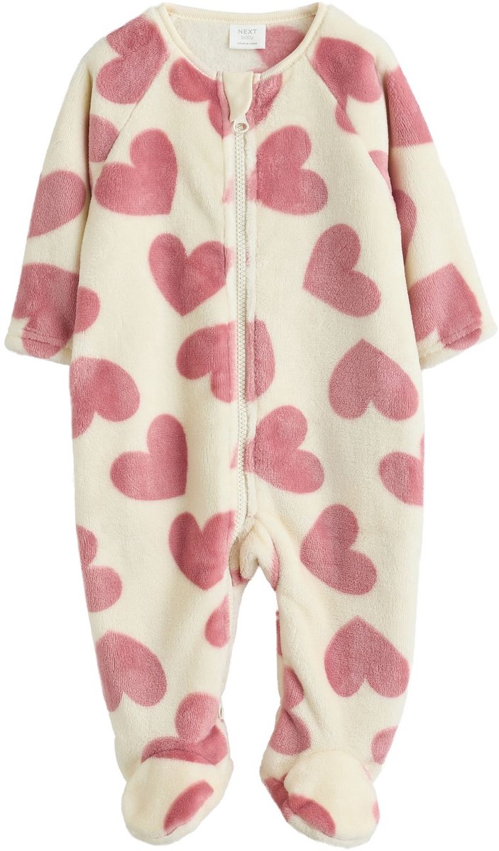 Next - Meisjes - Fleece babypyjama met tweewegrits - Crème