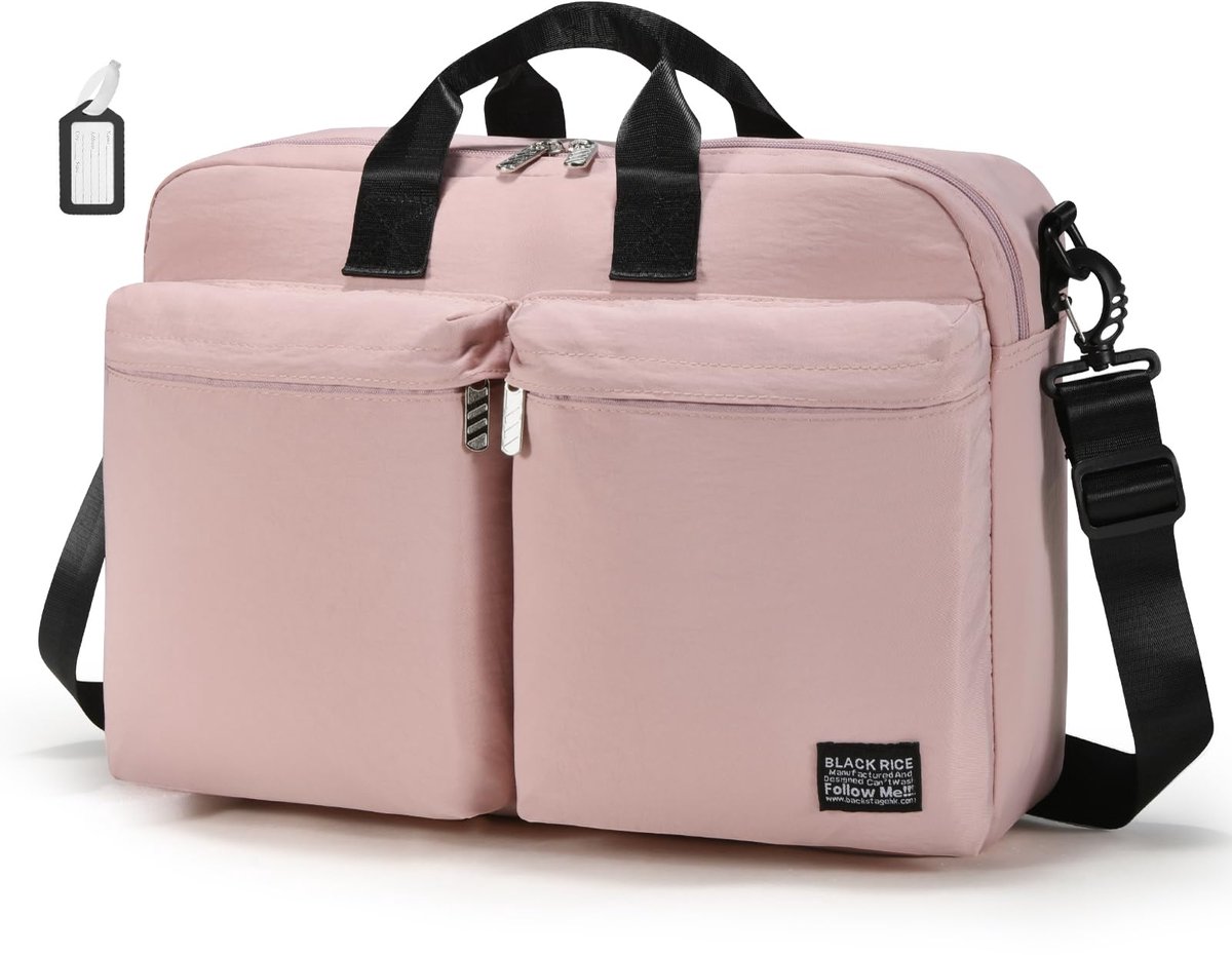 SnelShoppen - BAGZY Handbagage Tas 40x30x10cm voor Vliegtuig Reis, Vouwbare Waterdichte Duffle Bag, Laptop Cabine Weekender Carry On Bag in Roze voor