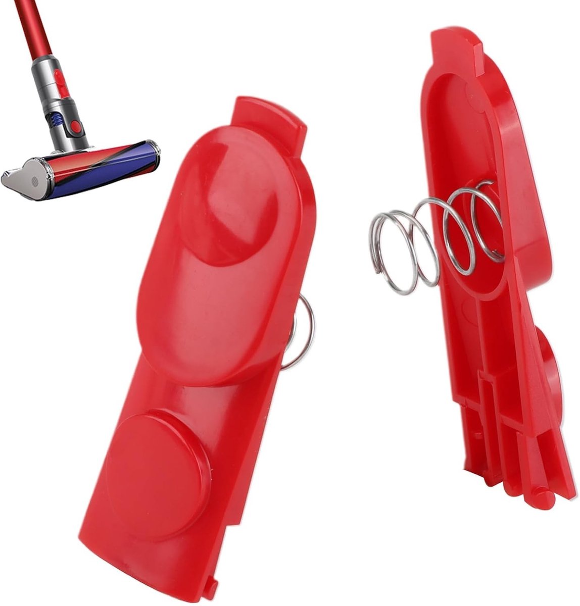 2 Stuks Clip Latch Tab Knop met Veer Geschikt voor V7 V8 V10 V11 Stofzuiger, Reserveonderdeel, Eenvoudig te Monteren, Duurzaam en Betrouwbaar, Afmetingen 5.5cm x 1.8cm
