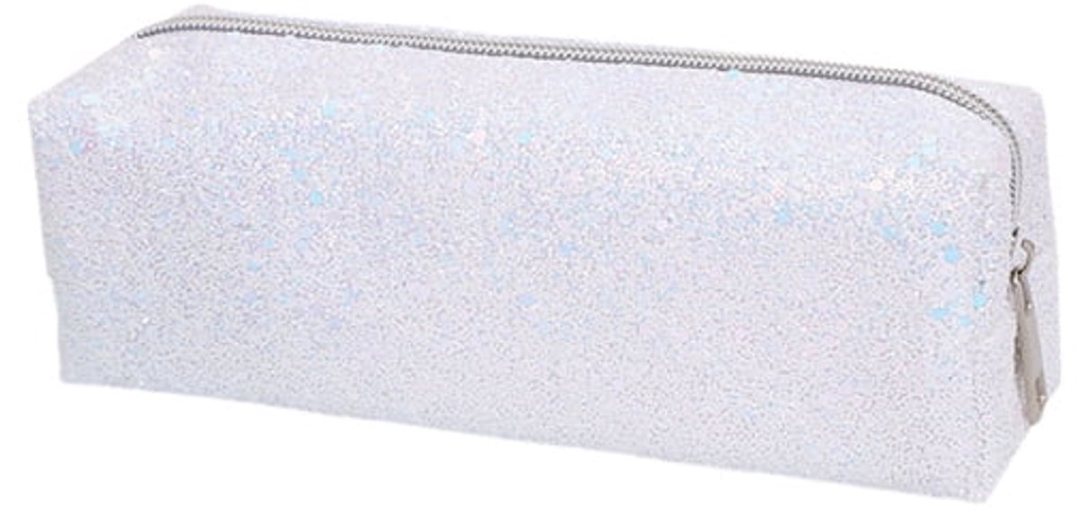 LISM-Etui met pailletten, schooltas, creatieve en eenvoudige unisex cilindervormige opbergtas - wit