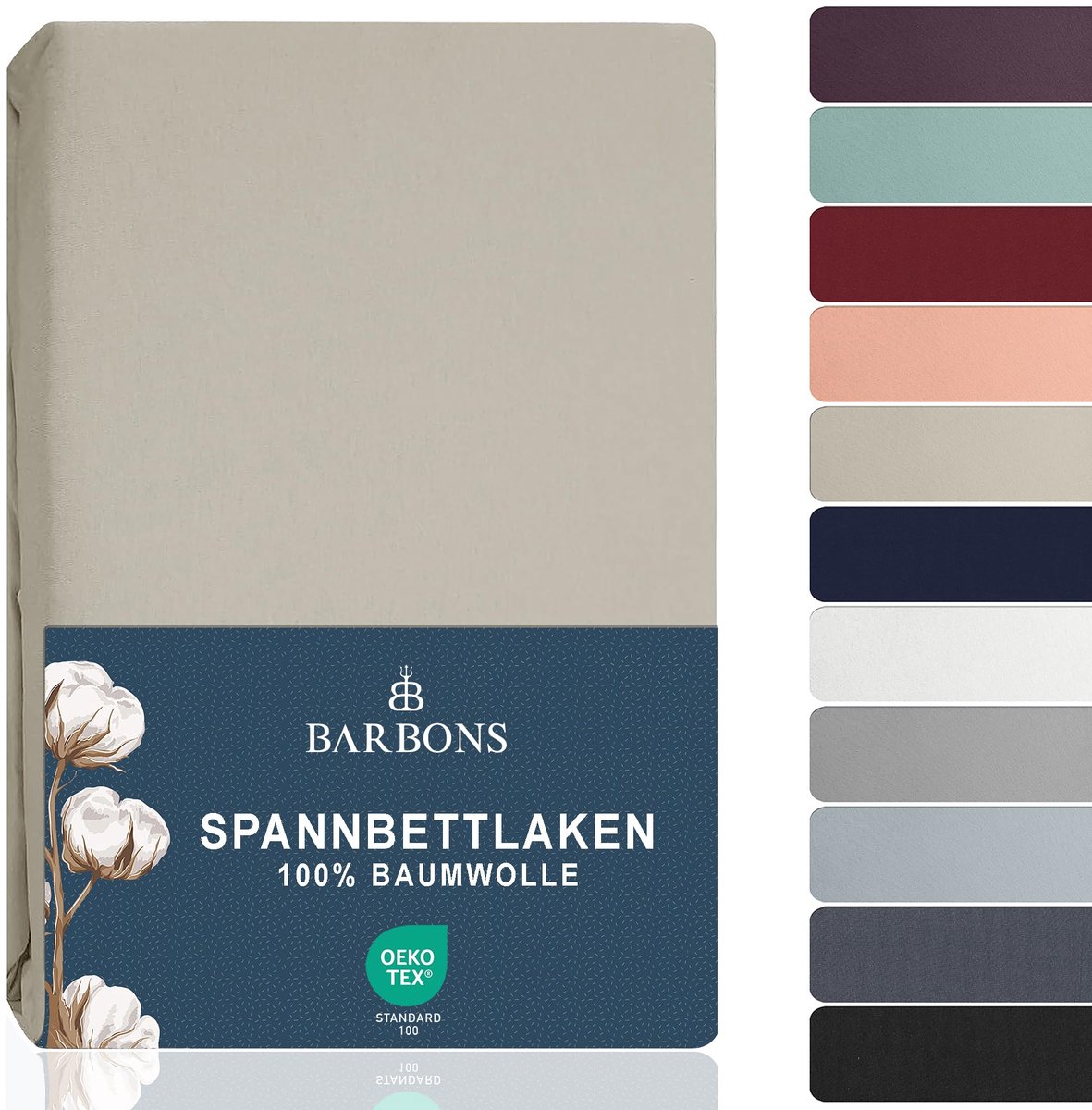 SnelShoppen - Hoeslaken 200 x 200 cm, 100% Katoen, Oeko-Tex-gecertificeerd, Jersey Beddengoed voor Boxspringbed en Dikke Matrassen tot 27 cm, Zandkleu