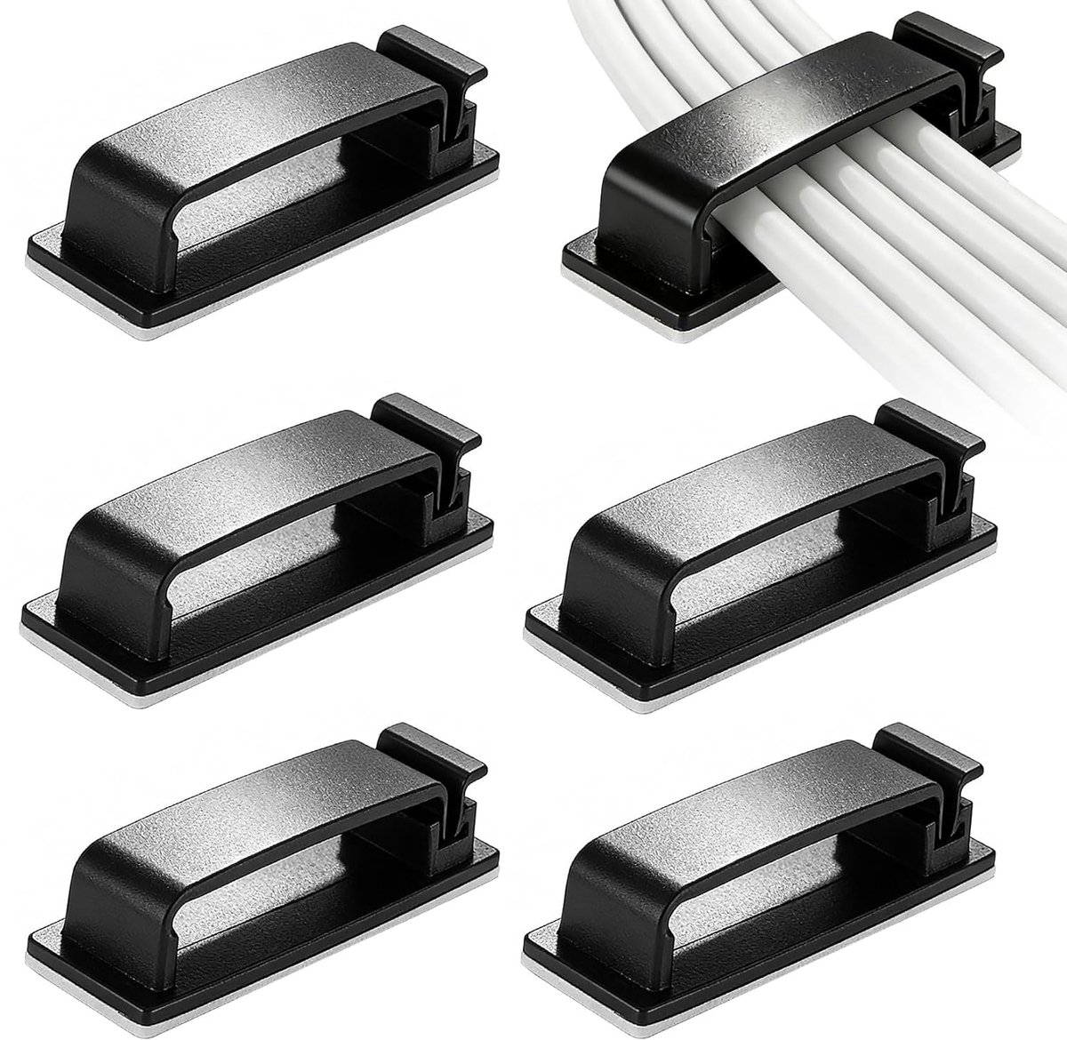 SnelShoppen - 60 Stuks Zelfklevende Kabelclips voor Kabelbeheer, Zwart | Duurzaam Materiaal, Ideaal voor Bureau, Kantoor en Thuis