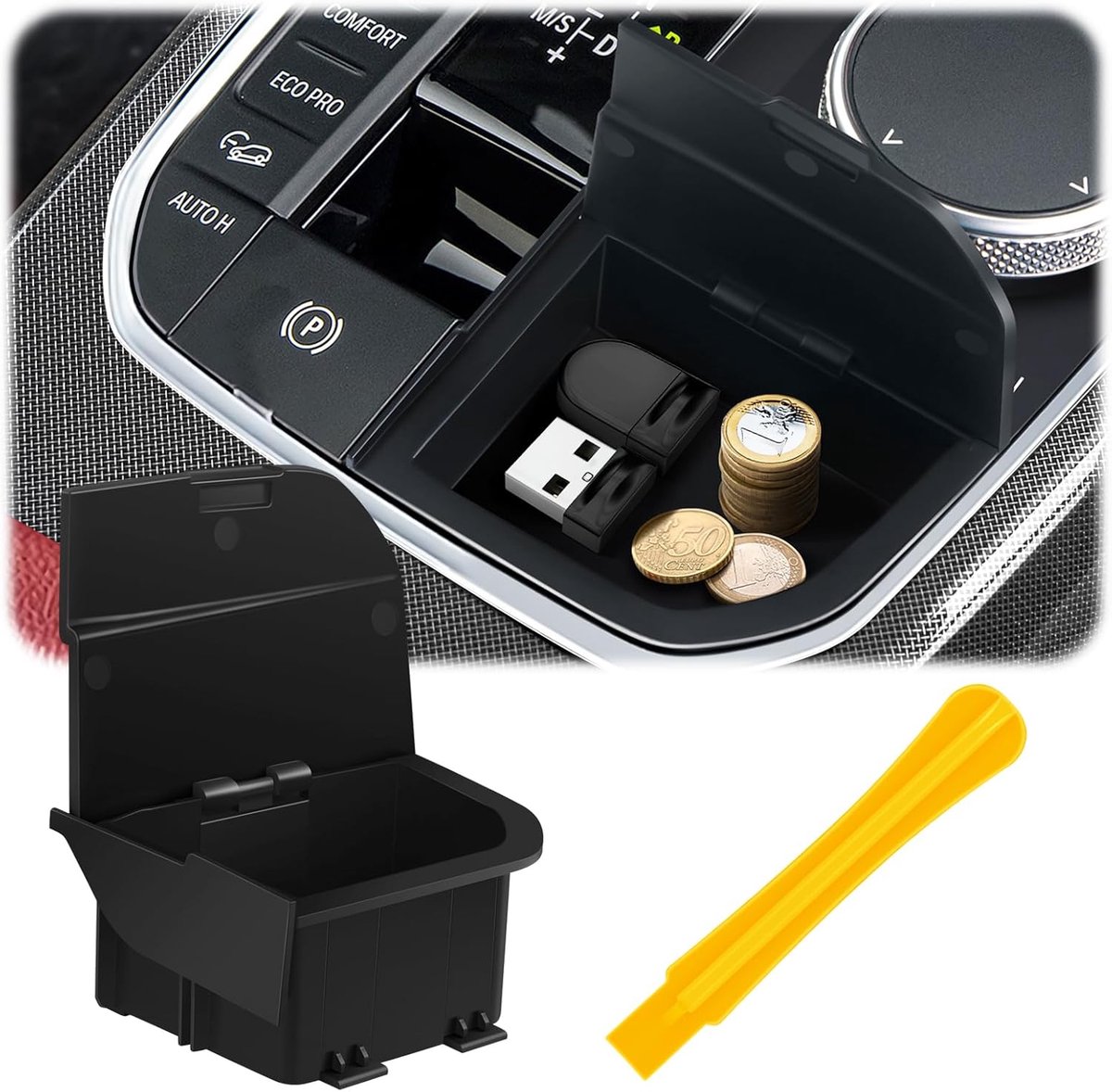 Car Gear Shift Storage Box for BMW 1, 3 and 4 Series, X3, X4, X5, X6, X7, F40, F44, G20, G21, G01; Center Console - ShopVlot