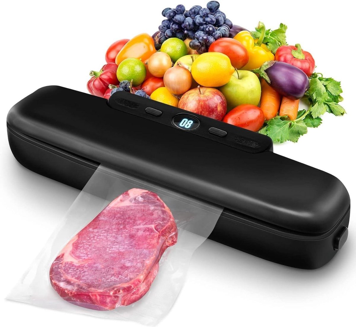 Vacuümmachine - Voedselsealer - Langer Vers Houden - One-Touch Bediening - Compact Formaat - Zwart