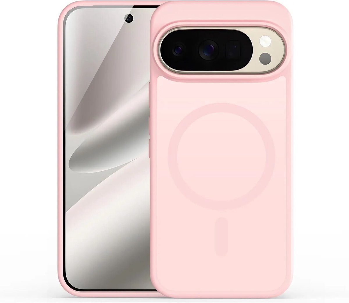 Hoesje voor Google Pixel 11 (Pro) – Hybrid Back Cover - Compatible met MagSafe – Schokabsorberend TPU & Hard PC – Matte Semi Transparante Beschermhoes Roze