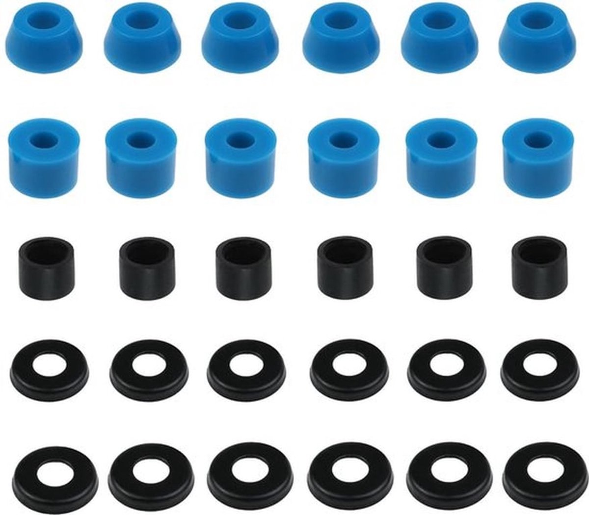 Bushings Set - 3 Sets Skateboard Truck Bushings Kit - Inclusief 6 Top/6 Bottom Bushings - 6 Pivot Cups - 12 Cup Ringen - PU/Metaal Materiaal