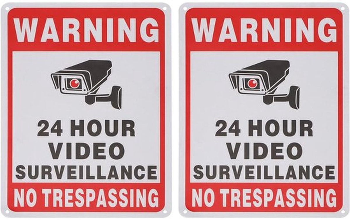 Waarschuwingsbord Geen Trespassing - 2x Aluminium Teken - 10x7 Inch - Duurzaam & Roestvrij - Muurbevestiging - Reflecterende Coating - Veiligheidsbord