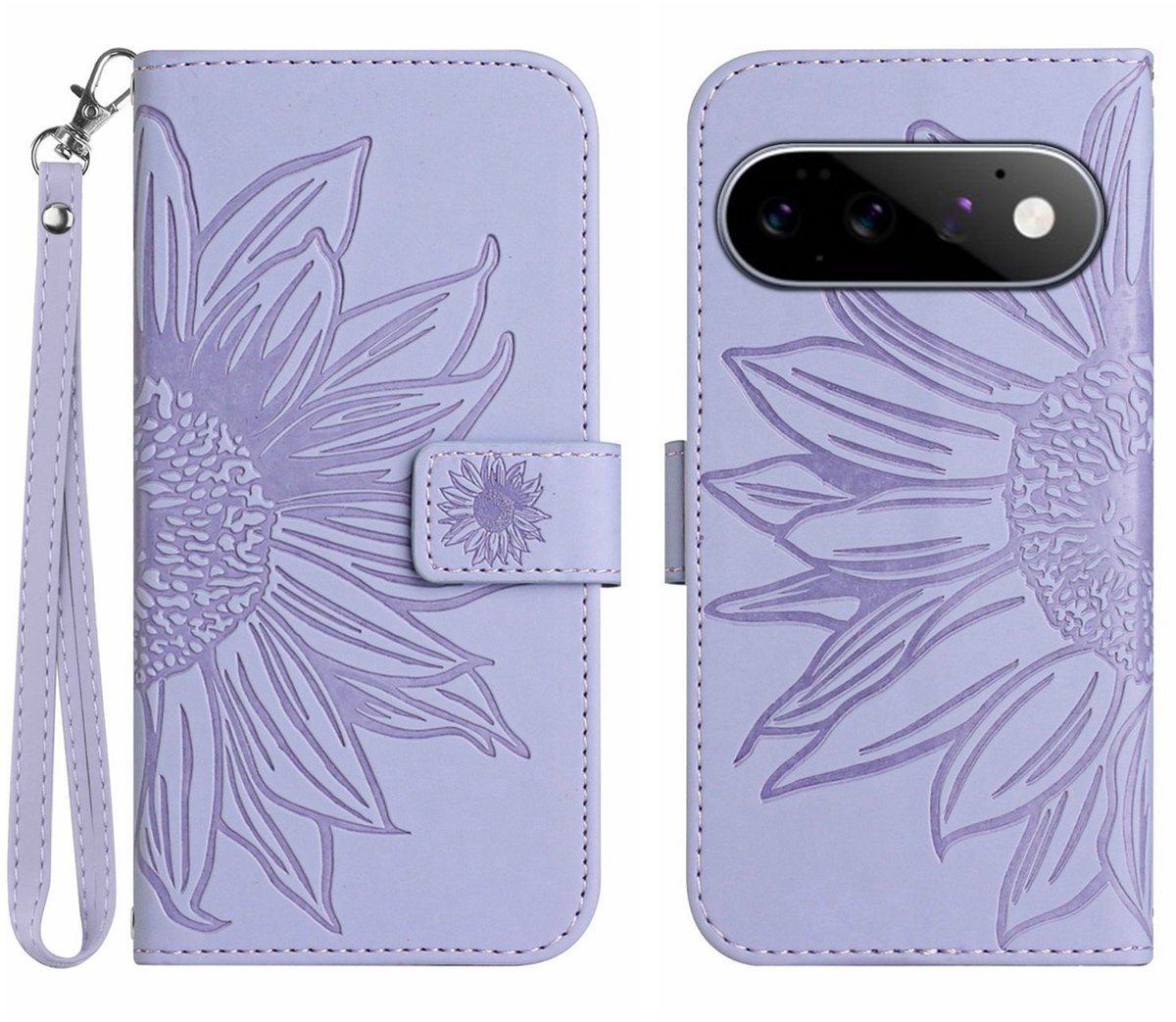 Coverup Hoesje - Geschikt voor Google Pixel 11 / 11 Pro Hoesje - Coverup Zonnebloem Book Case met Koord - Lavendel