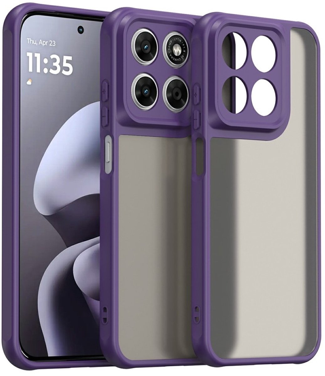 Coverup Hoesje - Geschikt voor Motorola Moto G67 / G77 / G87 Hoesje - Coverup Mat Transparante Back Cover met Camera Cover - Paars
