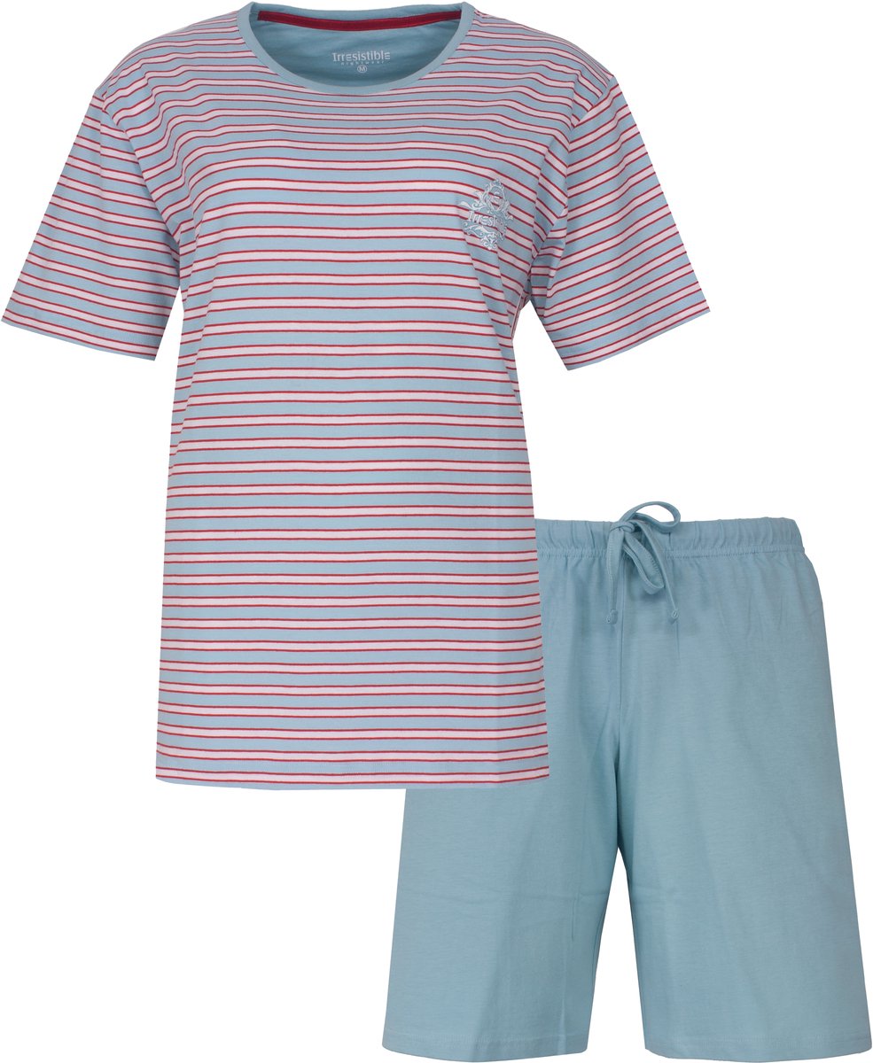 Irresistible Dames Shortama - Gestreept - Korte Mouwen - Licht Blauw - Maat S