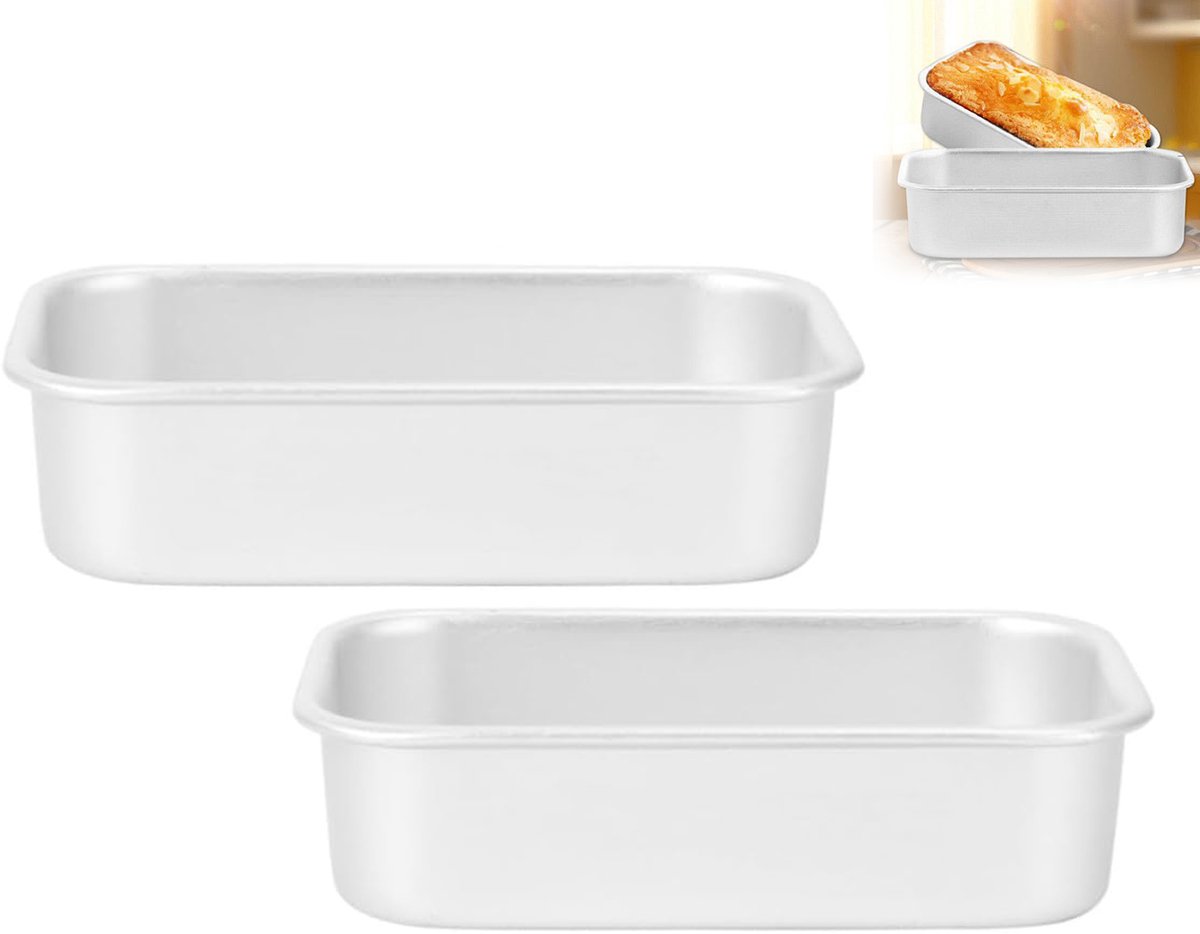Rechthoekige Bakvorm voor Brood- Set van 2 Stuks- Aluminium Broodvorm voor Cake- Lunchvlees- IJs en Lasagne- Ovenbestendig Bakblik