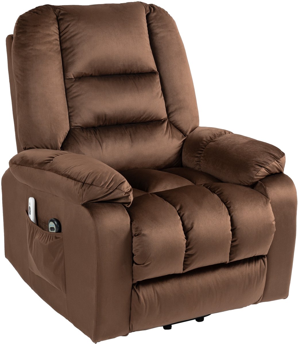 Fauteuil Relax Lift Recliner Massage Verwarmd Fluweel Bruin – foto 2