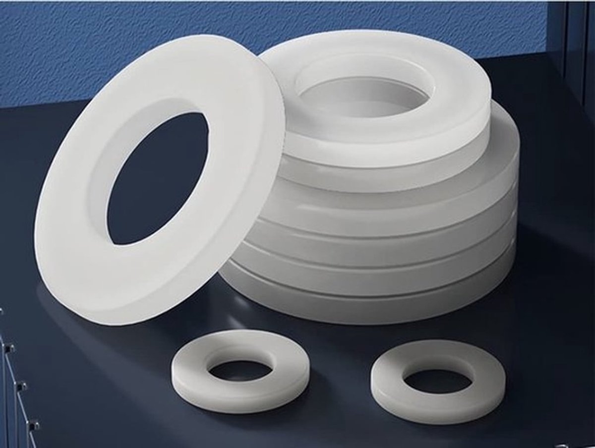 Sluitringen Nylon - Platte Sluitringen - M8 x 40 x 2,0 mm - 10 Stuks - Duurzaam - Bestendig tegen Chemicaliën - Onderlegringen