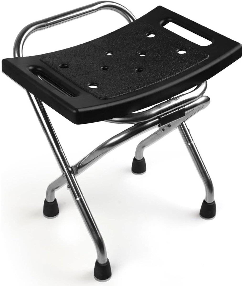 NIVA® Douchestoel - Badkamerstoel - Douchekruk - Zwart - 40cm x 40cm x 45cm