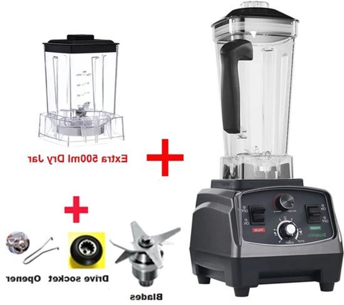 Blender - Smoothie Maker - Blender Smoothie - Foodprocessor - 2200W - 2L - BPA-vrije - Zes Mesbladen - Ice Crusher - Extra 500 ml DJ N 3PA