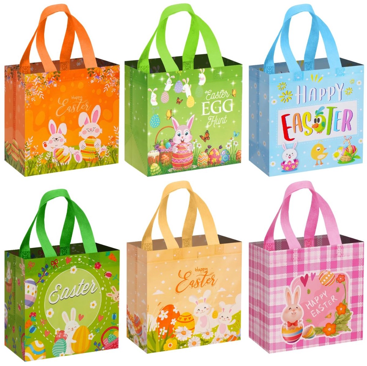 Solidchoice - Set van 6 Paas Geschenkzakjes met Handgrepen voor Kinderen