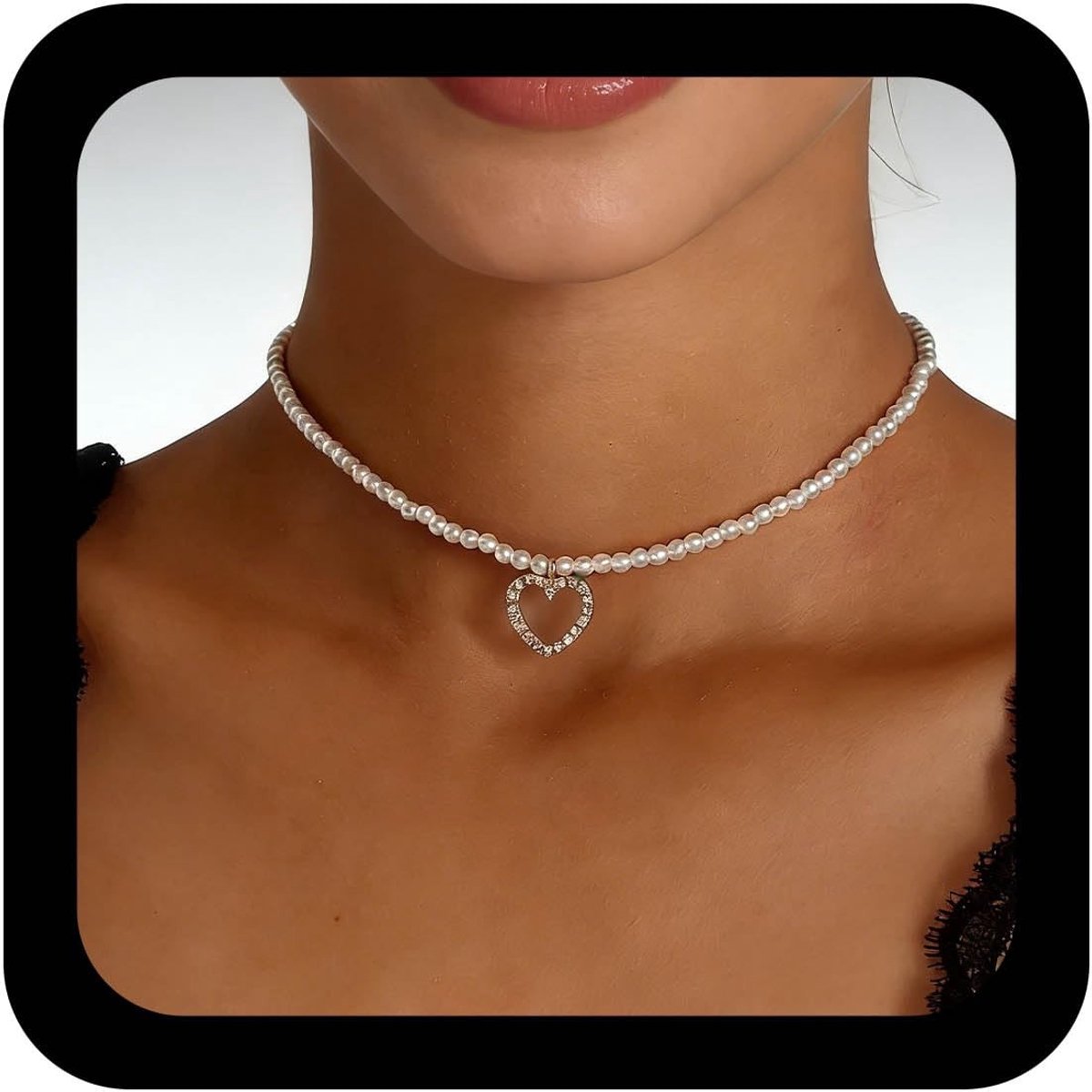 Solidchoice - Hartvormige Kristallen Ketting voor Dames