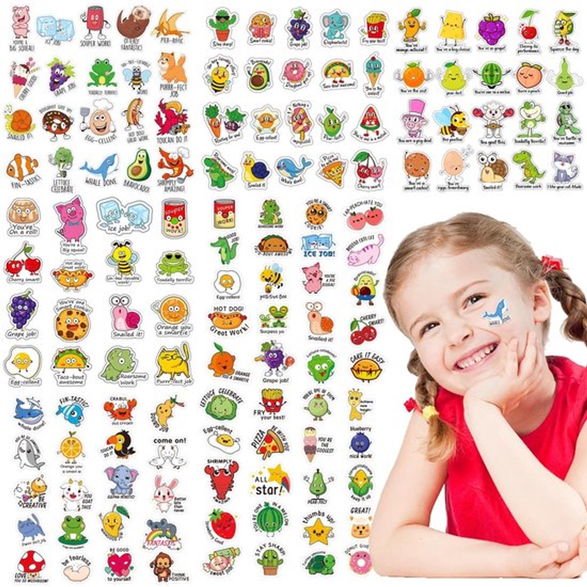 Beloningsstickers 140 stuks - Stickervellen 16 x 20 cm - Dierenstickers - Motivatiestickers - Voor kinderen - Ideaal voor leraren/ouders - Stickers