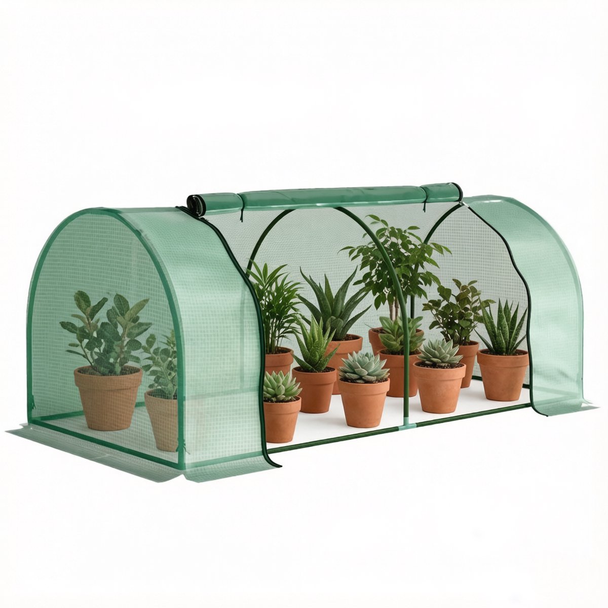 Kleine broeikas - Tuinkas foliekas - Planten beschermen - Stabiel frame - 200 x 100 x 80 cm - Groen