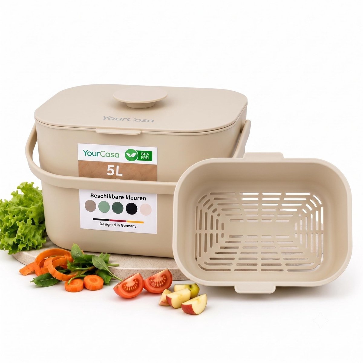 Solidchoice - Keukenafvalemmer met Ergonomische Handgreep, 5 Liter