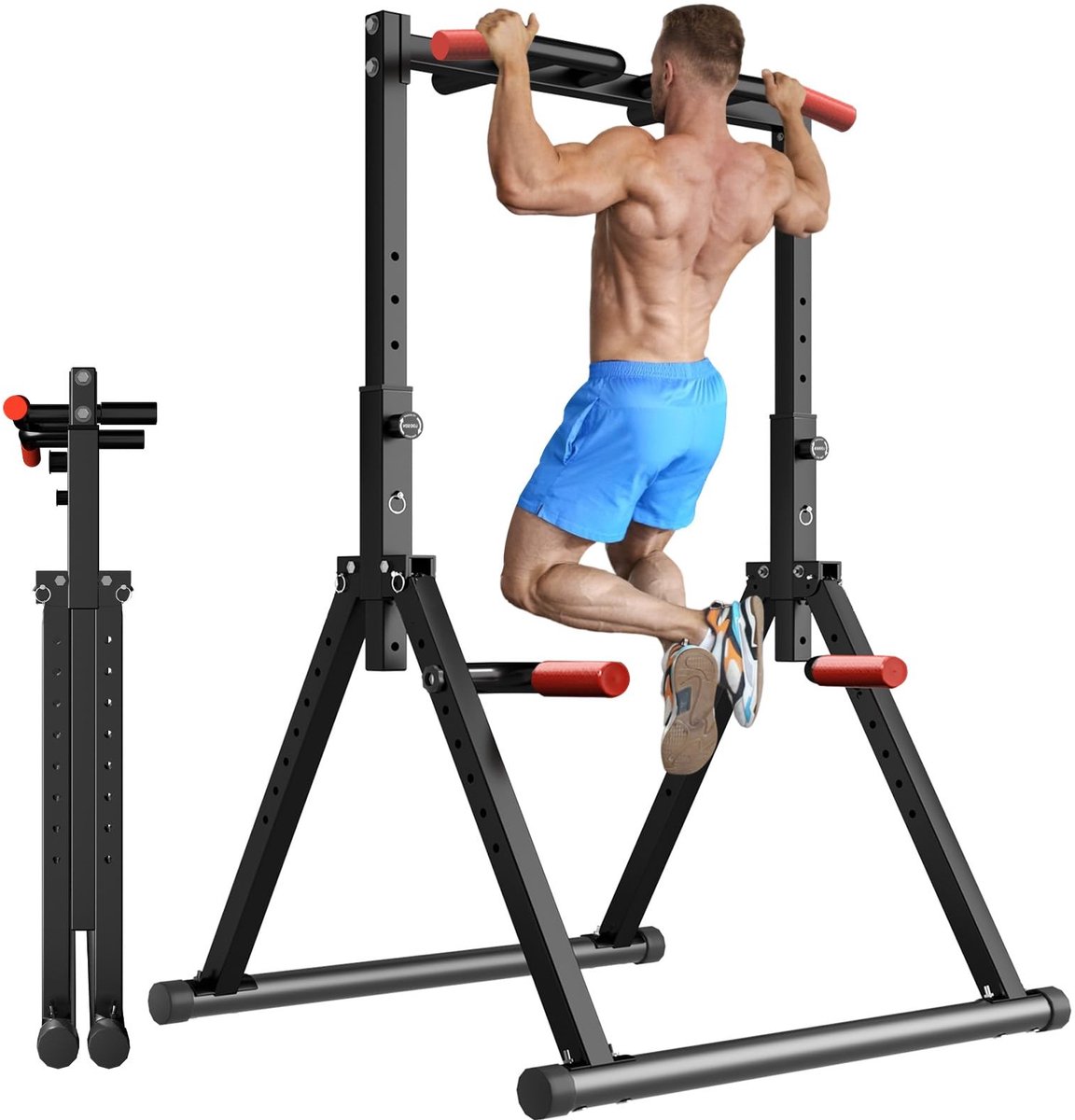 Solidchoice - Vouwbare Power Tower met Pull Up Bar voor Thuisgym