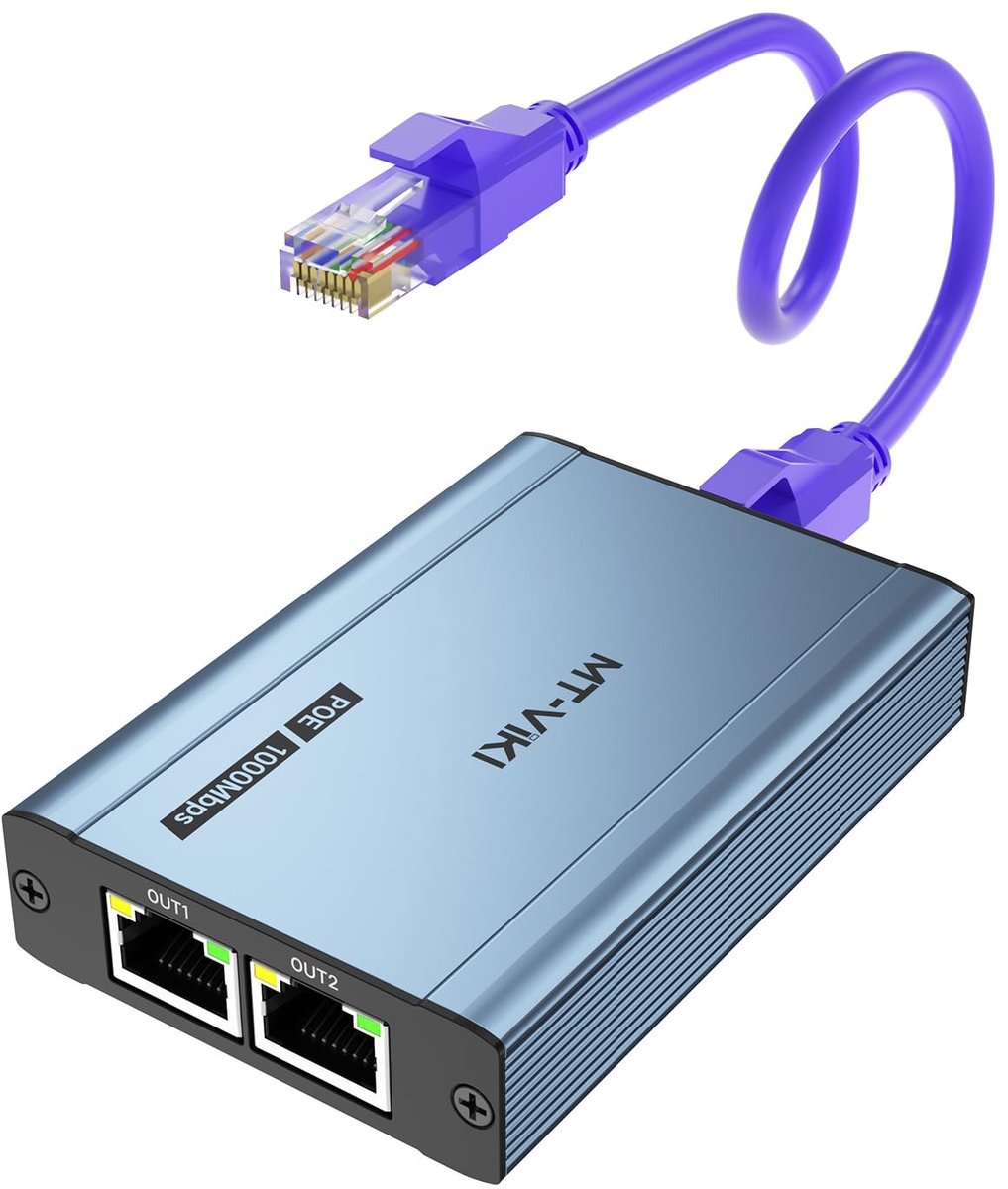 Solidchoice - 48V POE Ethernet Splitter 1 naar 2 1000Mbps