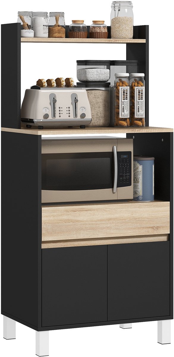 HOMCOM Magnetronkast - Spaanplaat - 60x40x131cm - Zwart