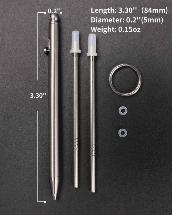Solidchoice - Mini Titanium EDC Pen met Vervangende Vullingen — afbeelding 4