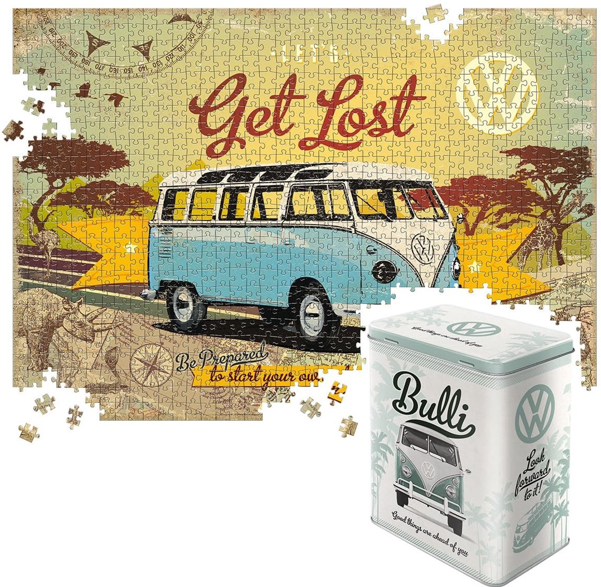 Solidchoice - Retro Puzzel VW Bulli 1000 Stukken in Vintage Blik