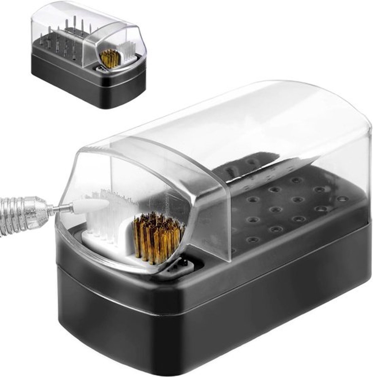 2-in-1 nagelboorhouder met 30 gaten, stofdichte nagelbits-opberger, reinigingsborstelhoes, stofdicht, nagelkunstboren, standaard display, opbergdoos reiniger