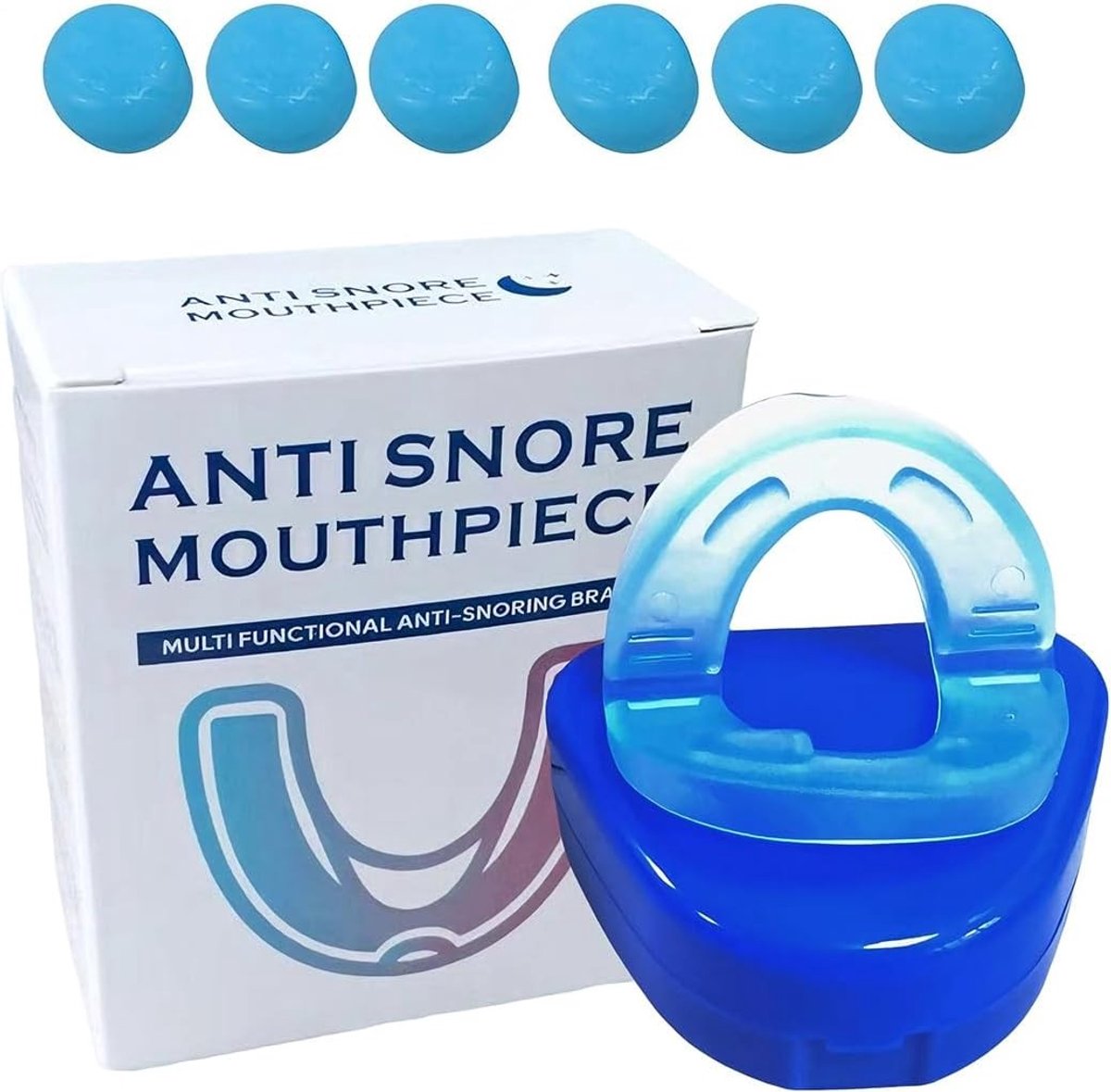 Orthodontische beugels set met opbergdoos en zes siliconen oordopjes, unisex mondbeschermers voor boven- en onderkaak
