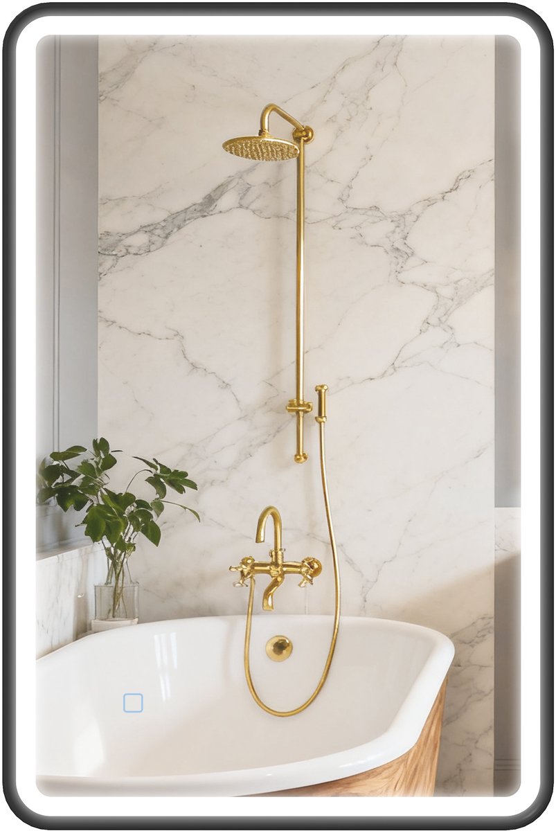 Homcom Bathroom Mirror-Aluminiumlegering, Gehard glas-60L x 4B x 90H cm-Zwart