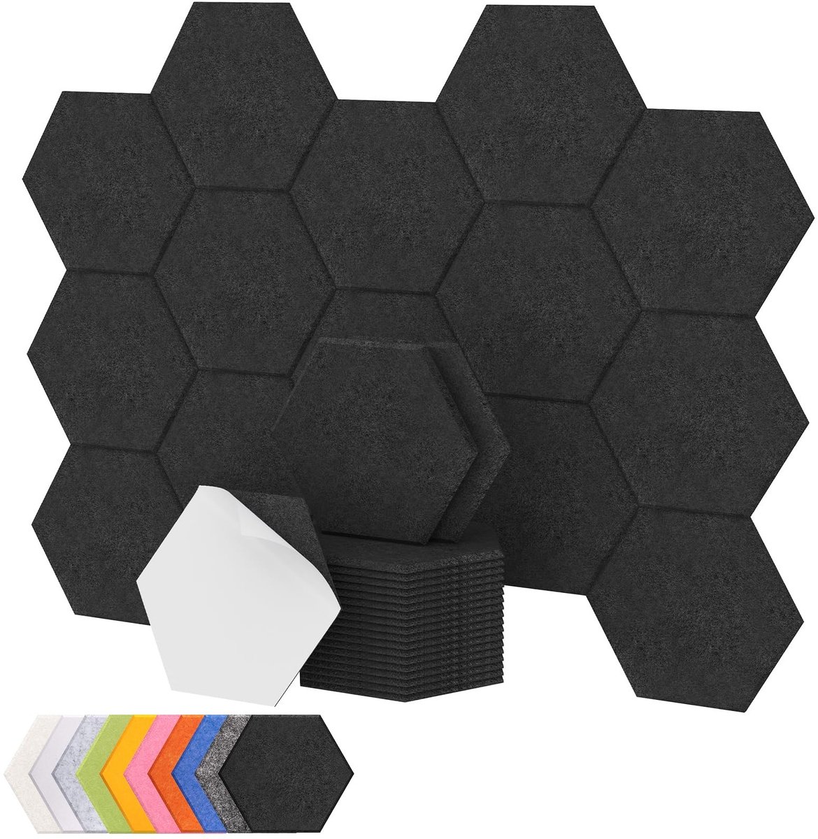 Solidchoice - 18 Stuks Akoestische Panelen Hexagonaal 30 x 26 cm