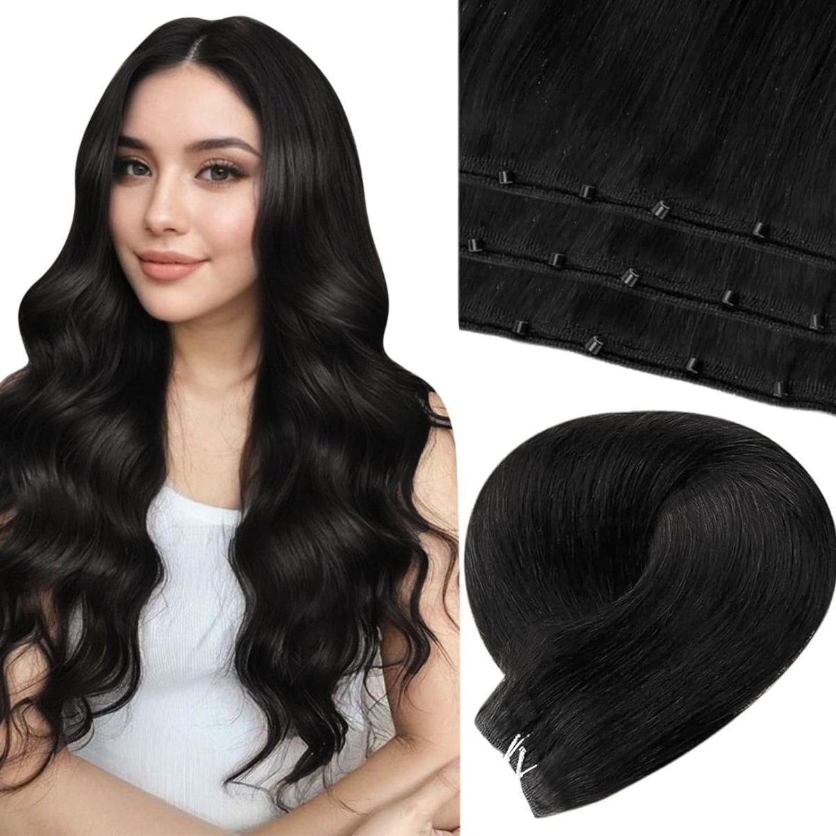 Solidchoice - Micro Weft Extensions Echte Mensenhaar Zwart 55cm 50g