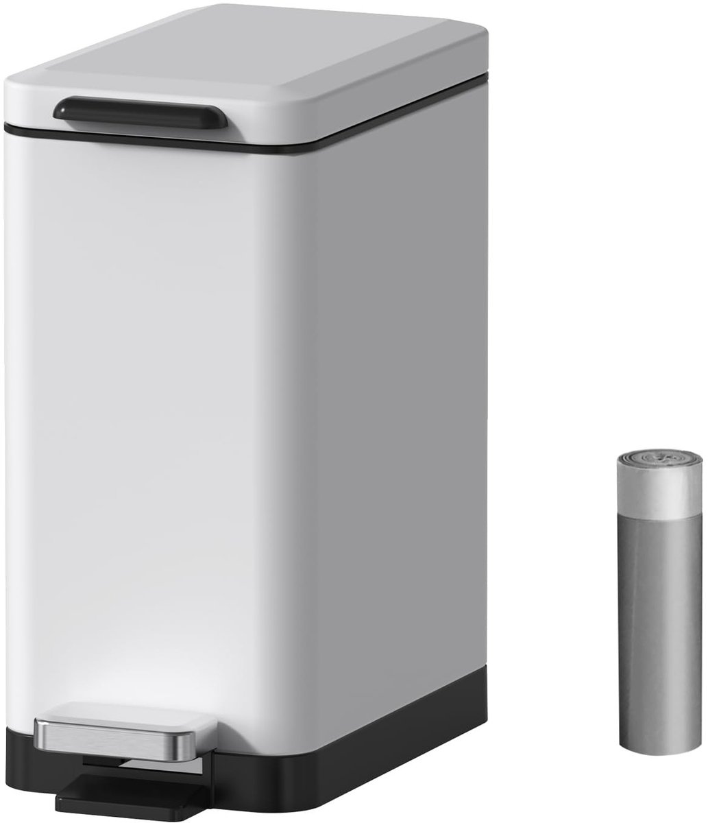 Solidchoice - Slimme Afvalbak met Pedaal en RVS Afwerking (10L, Wit)
