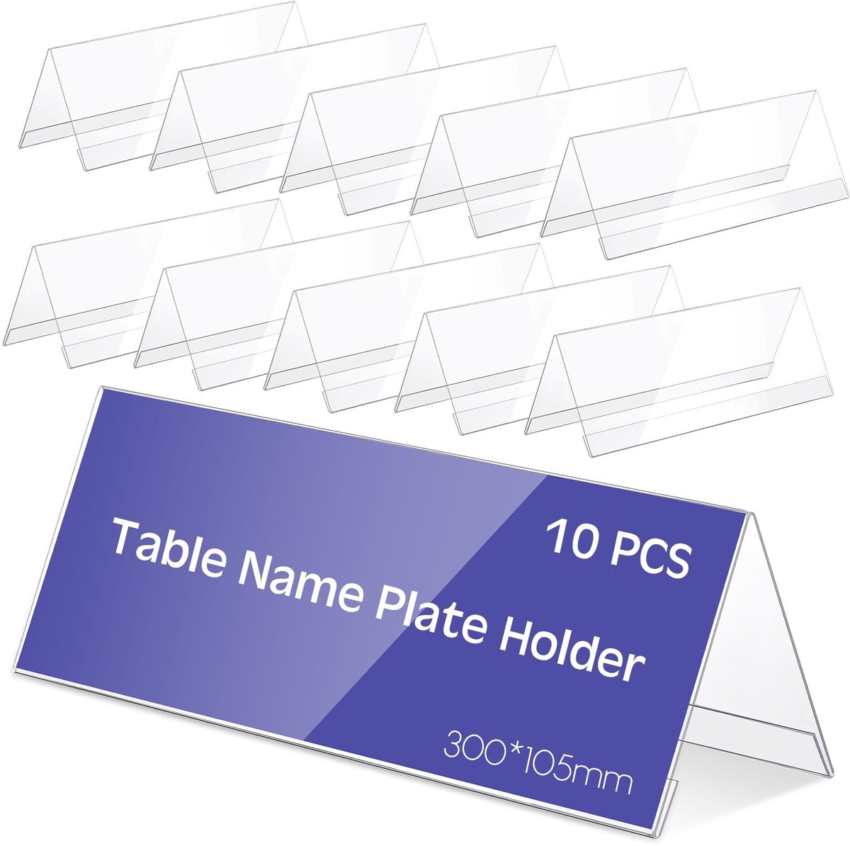 Solidchoice - Set van 10 Acryl Tafel Naambordjes, Transparante Dakvormige Kaarthouder voor Conferenties en Evenementen
