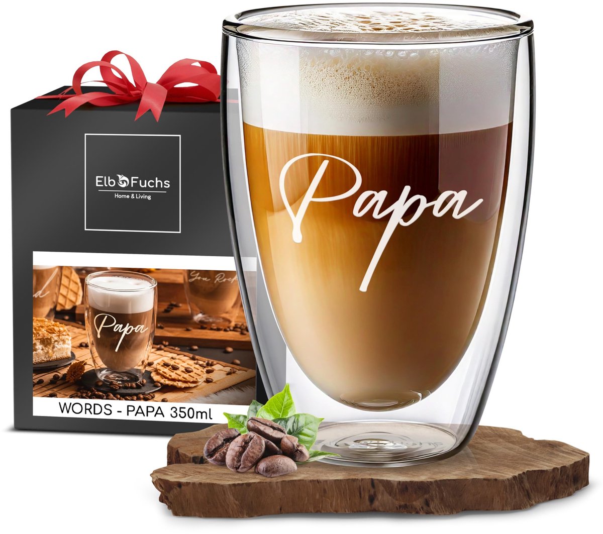 Solidchoice - Dubbelwandige Latte Macchiato Glas 350 ml - Cadeau voor Vader