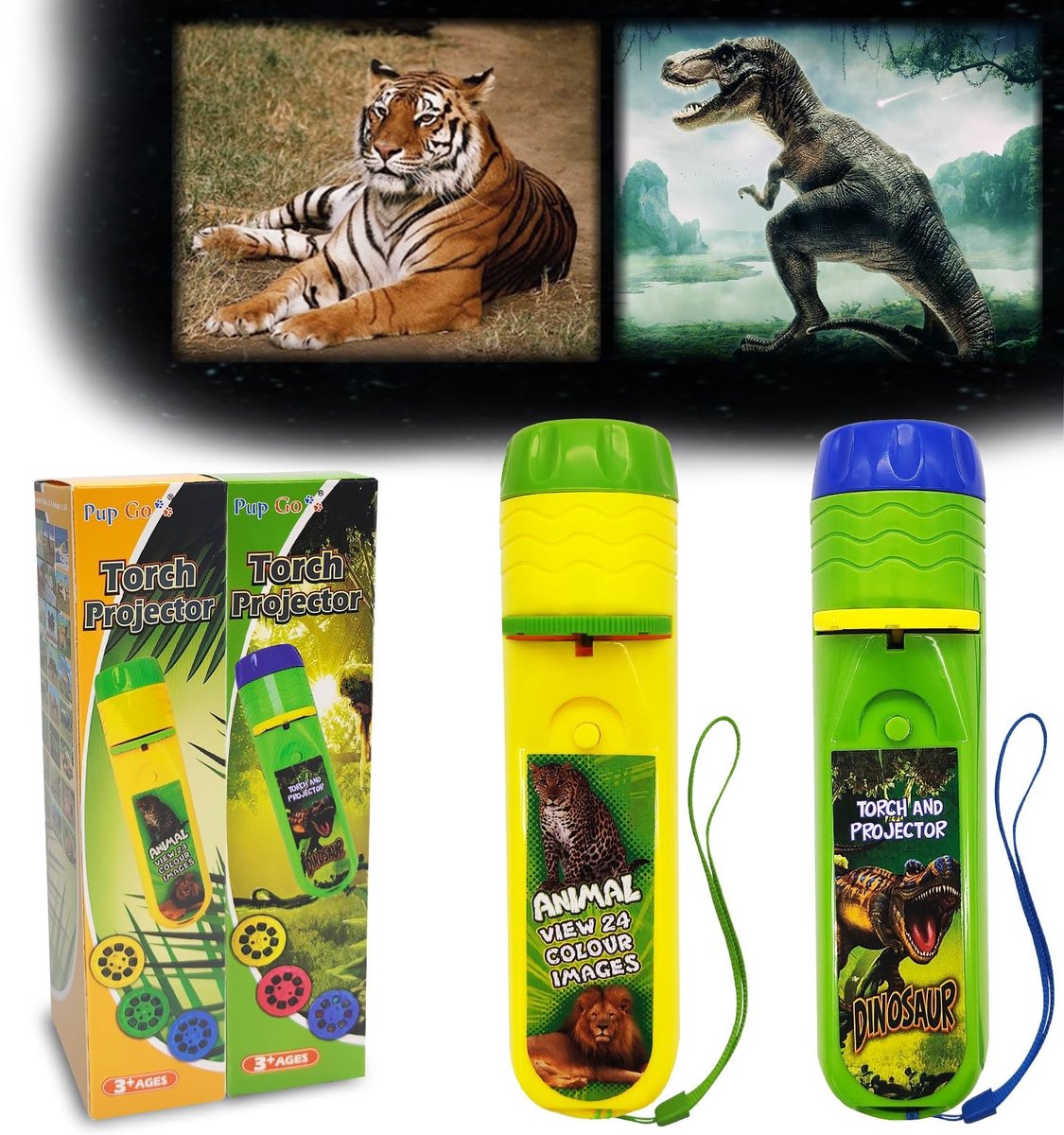 Solidchoice - Projector Speelgoed voor Kinderen, Inclusief 24 Dia's over Dinosaurussen en Natuur