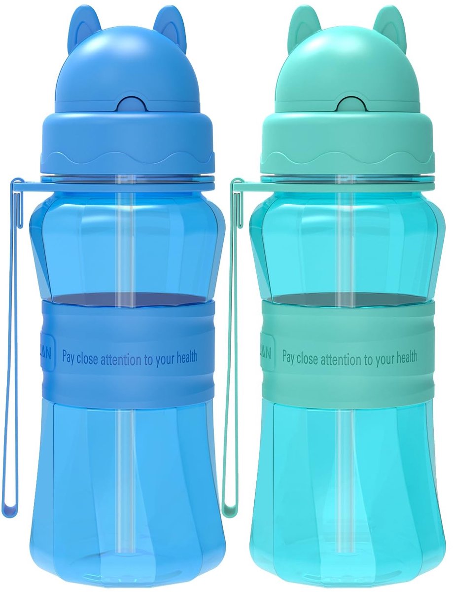 Solidchoice - Kinderdrinkflessen met Rietje, 2 Stuks, BPA-vrij