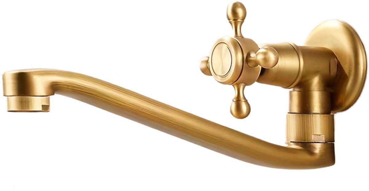 Solidchoice - Retro Wandkraan van Messing met 360° Draaiing