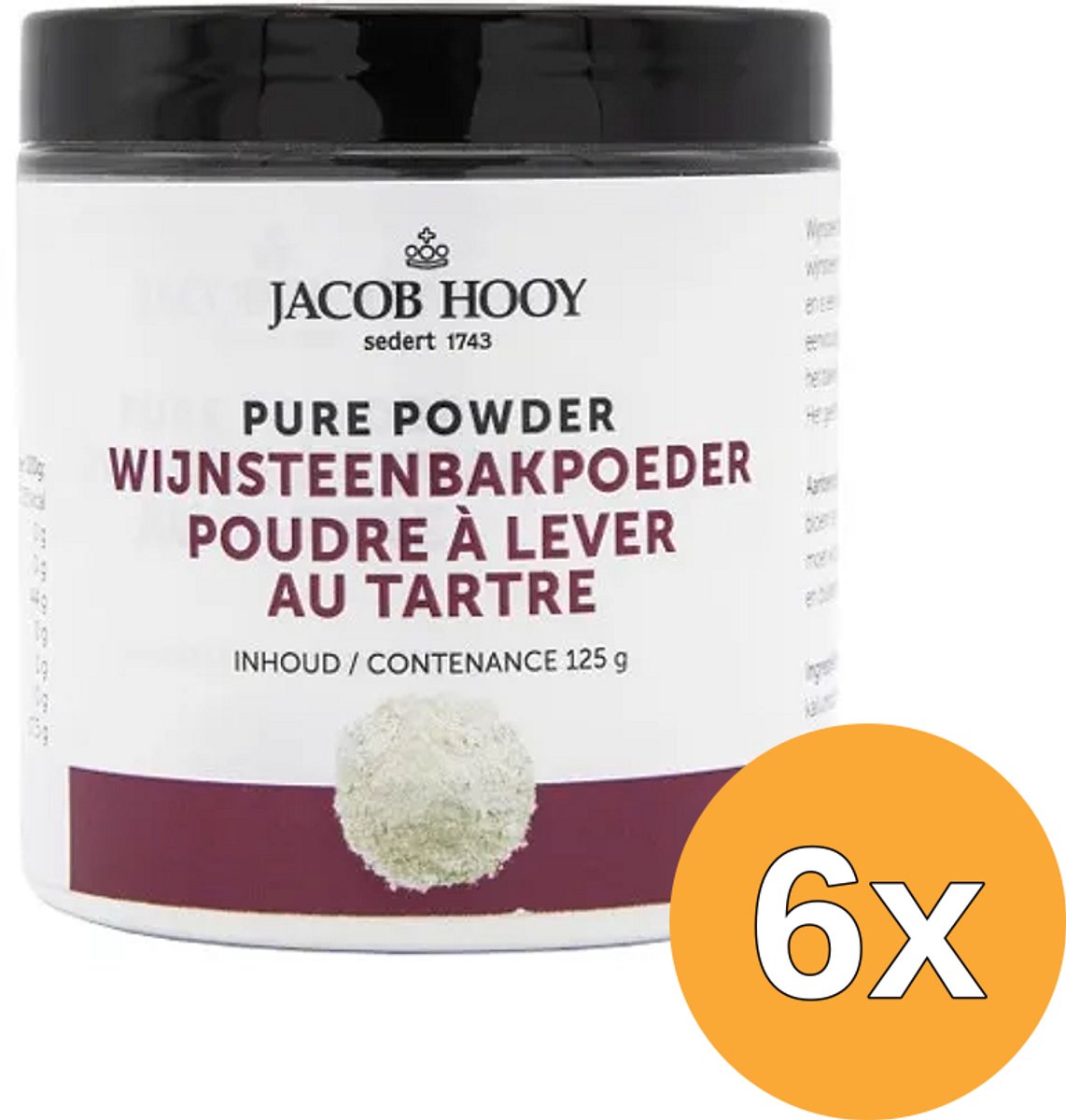 6x Jacob Hooy Wijnsteenbakpoeder (125 gr)