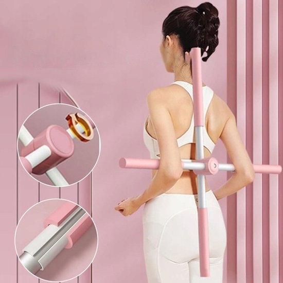 Yogastok - Houdingstrainer - 77 cm Kruisvormig Ontwerp - Metaal en ABS - Zachte Schuimlaag - Eenvoudig te Monteren en Opbergen - Voor Schouder-, Rug- en Borststretching, Yoga, Dans en Thuisgebruik — afbeelding 5