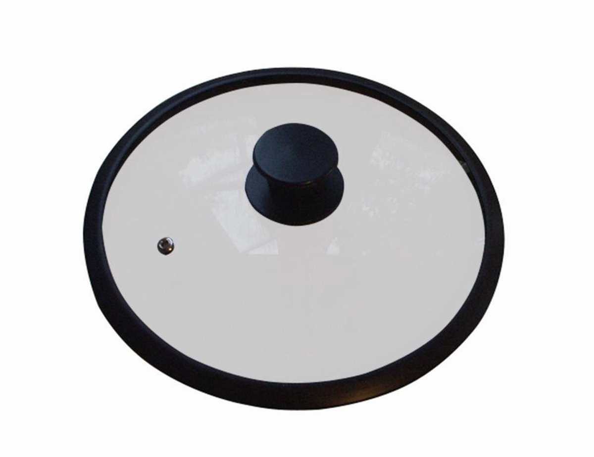 Solidchoice - Glas Deksel met Siliconen Rand 28 cm, Zwart