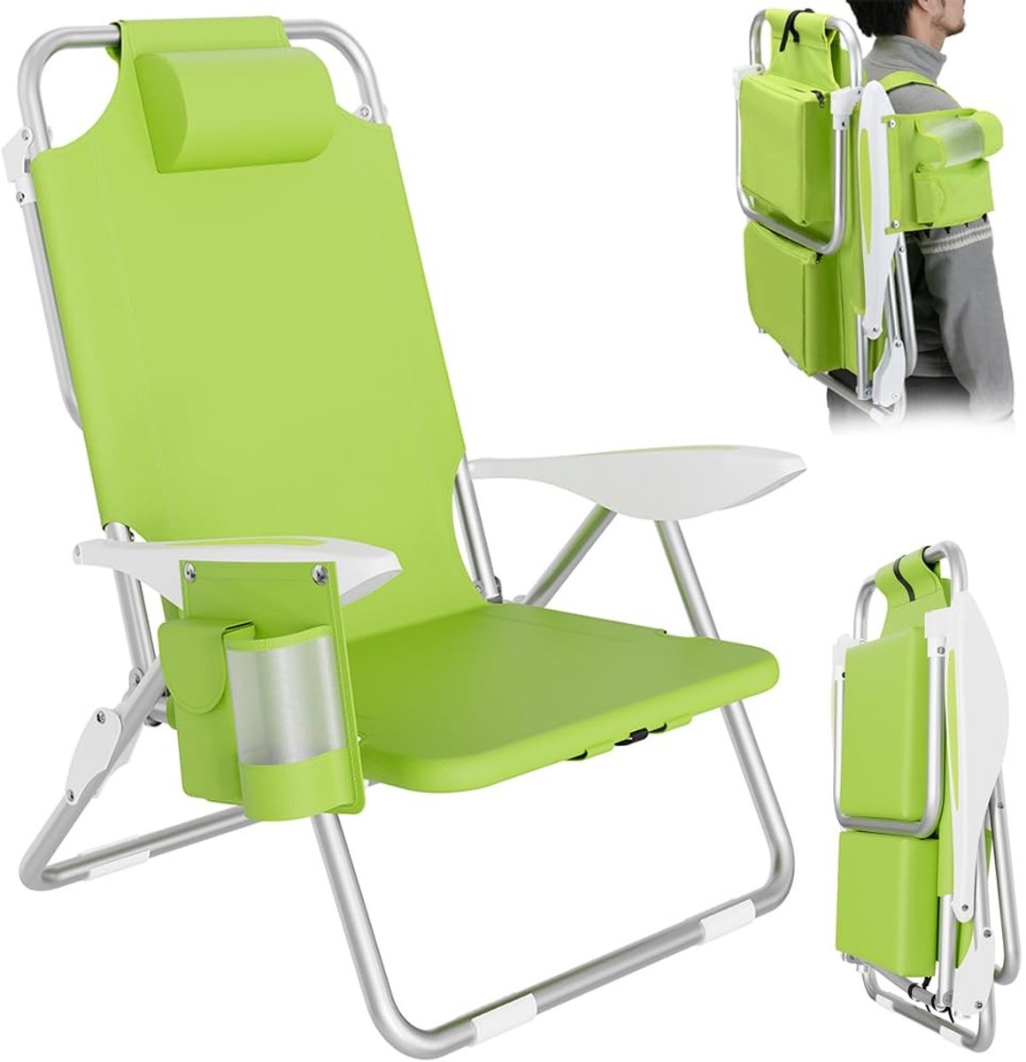 Solidchoice - Vouwbare Strandstoel met Koeltas en Schouderbanden