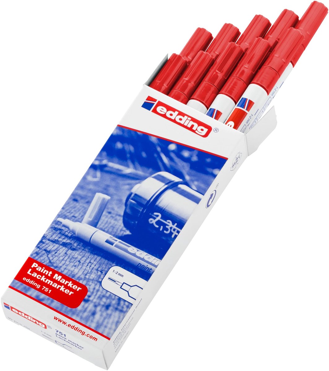 Solidchoice - Set van 10 Rode Paint Markers - 1-2 mm