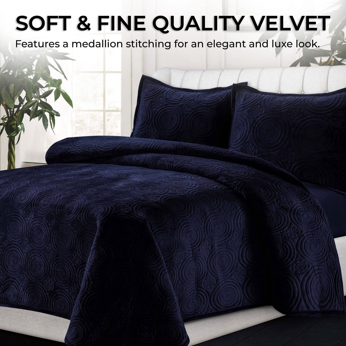 Solidchoice - 3-delige Oversized Quilt Set in Indigo voor King Size