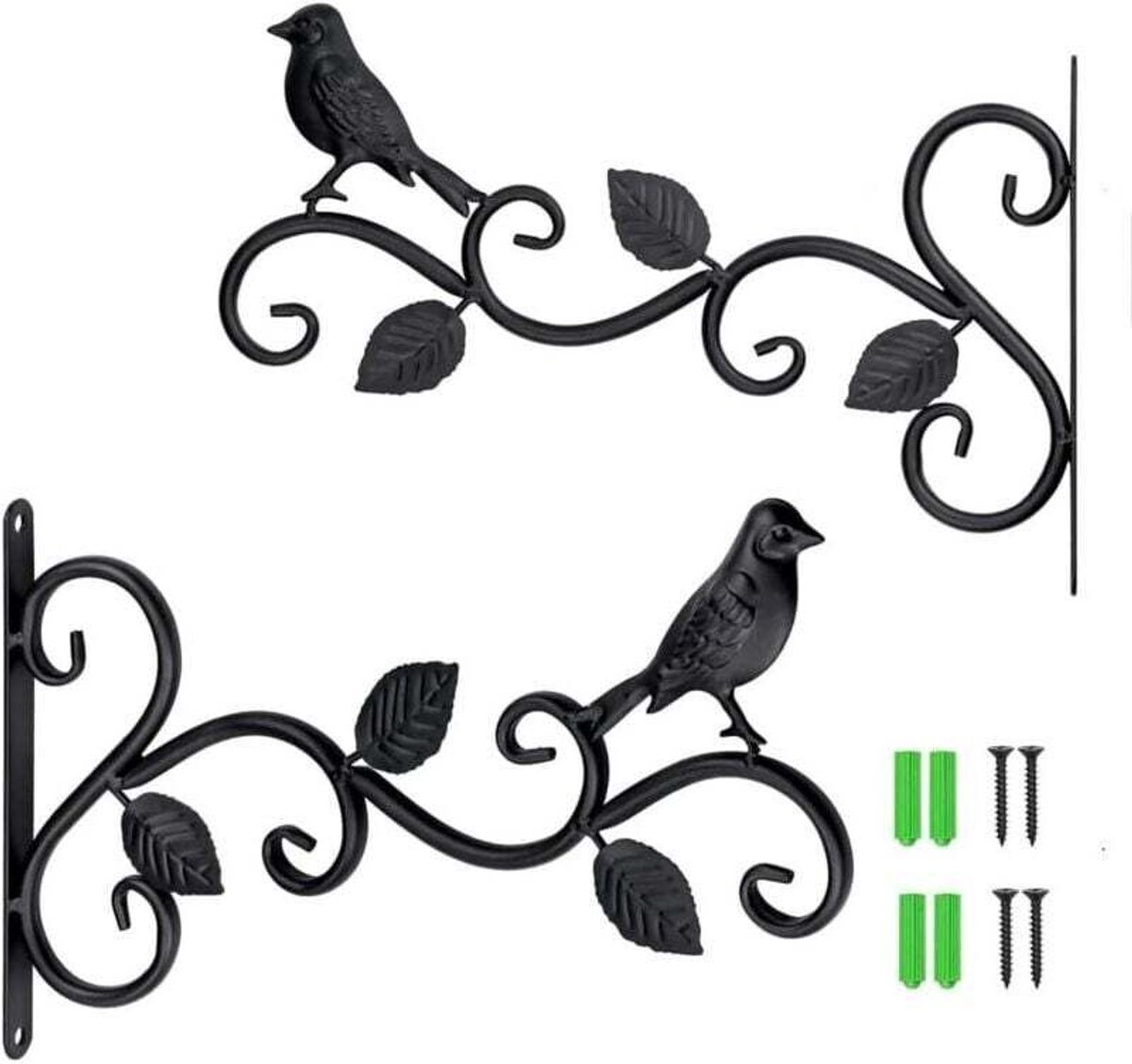 Een set van 2 wandplantenstandaards, plantenwandhaken, tuinwandbeugels en tuinhaken geschikt voor buiten.