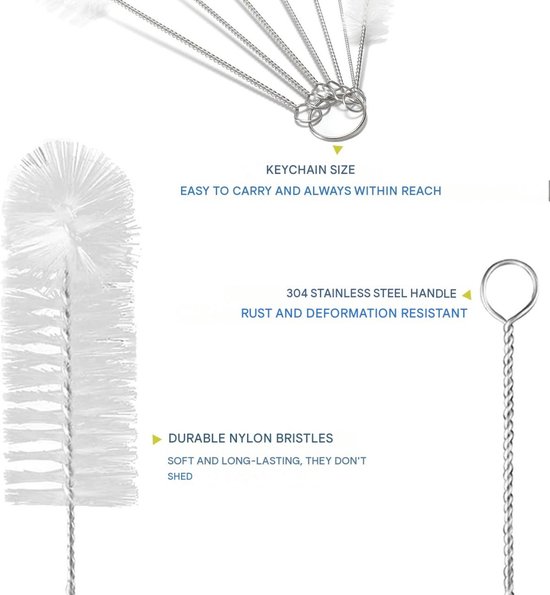Flessenborstel Set - 20 stuks - Lengte 21 cm- Komborstel Reinigingsborstel - Flessen Schoonmaken - Bottle Brush - Rietborstel - Hose Cleaning Brush for Narrow Neck Bottles, Bottles, Jars and Teapot Spout — afbeelding 3